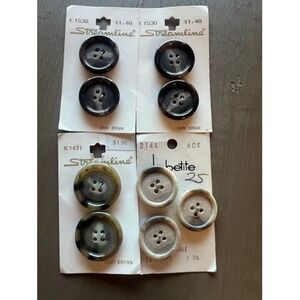 Streamline Le Petite Vintage Marbled Buttons Lot Neutrals Faux Horn 1-1.125in
